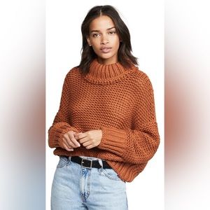 free people “my only sunshine” knit sweater, burnt orange